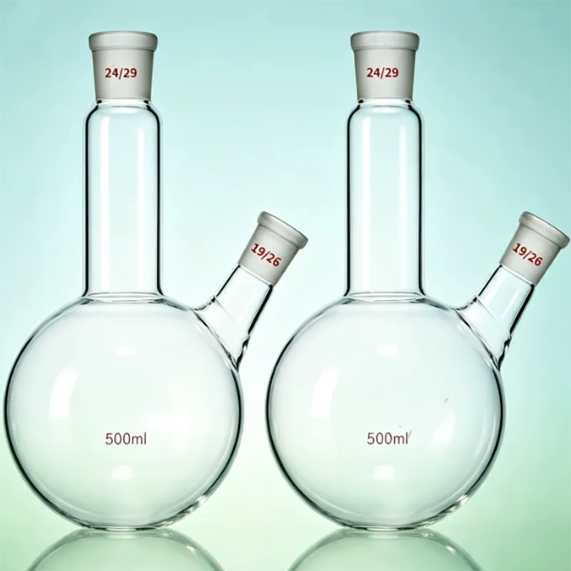 Two mouth distillation flask distillation extraction accessories bottle 500ml round bottom flask main port 24 side port 19