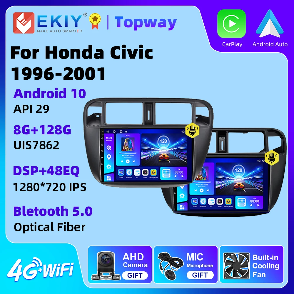 

EKIY 2 Din Android 10 для Honda Civic 1996-2001 4G WIFI Автомагнитола навигация GPS Android Авто Carplay стерео без DVD-плеера