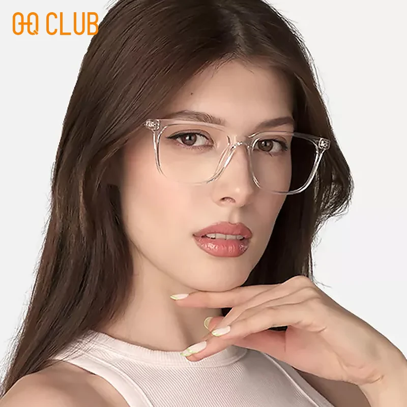 O-Q CLUB Square Eyeglasses Women's Grade Glasses Man Style Blue Light Intelligent Progressive Multifocal Lenses to Read Eyewear