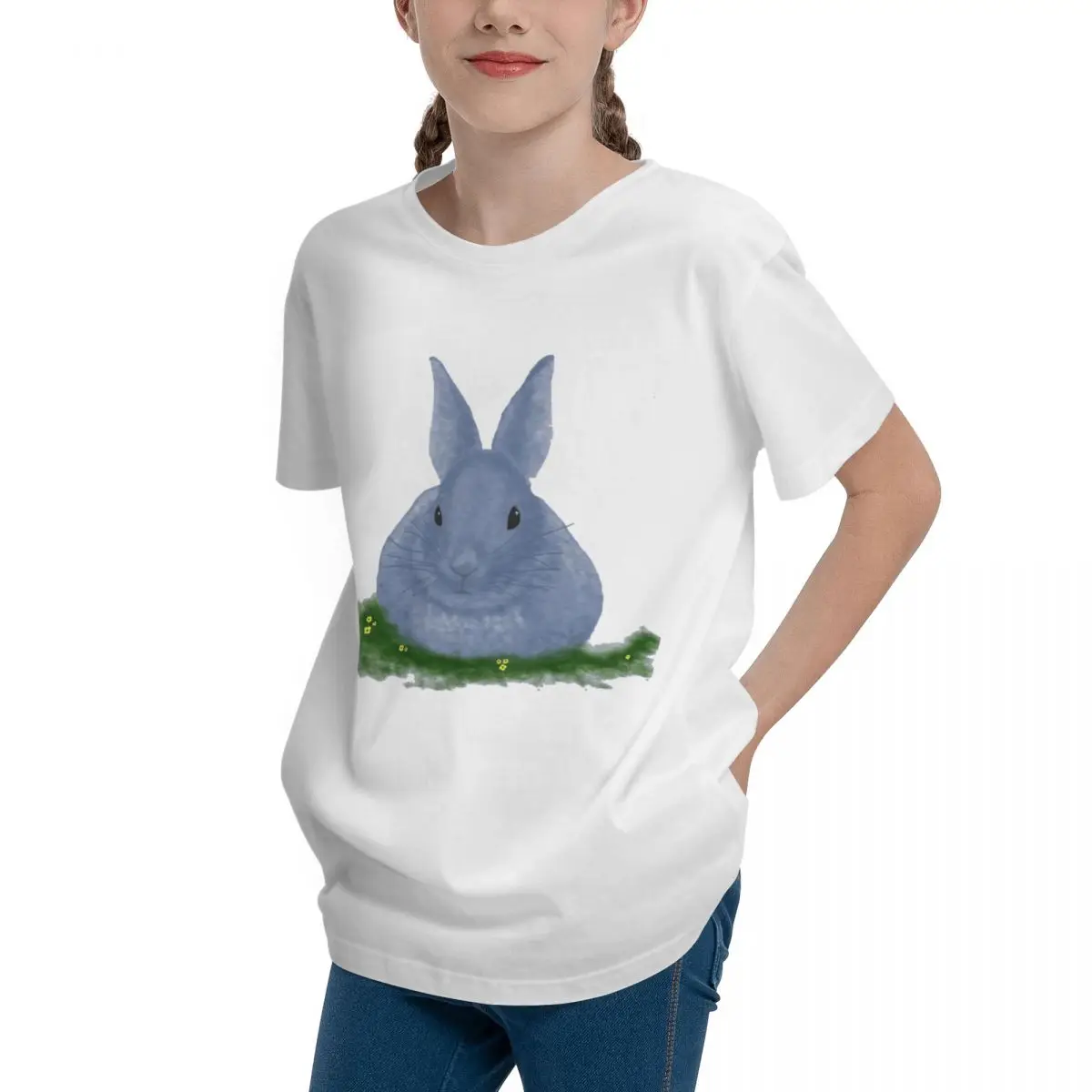 Modern Blue Bunny Women's Classic Unisex Adolescents Basic Short Sleeve T-Shirt T-shirts Unique  Fitness Humor Graphic