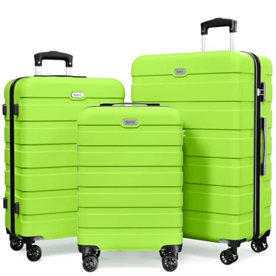 

AnyZip 3 Piece Hardshell Luggage Set PC ABS Lightweight Travel Suitcases with 4 Double Spinner Wheels TSA Lock 20 24 28 Inch Ap