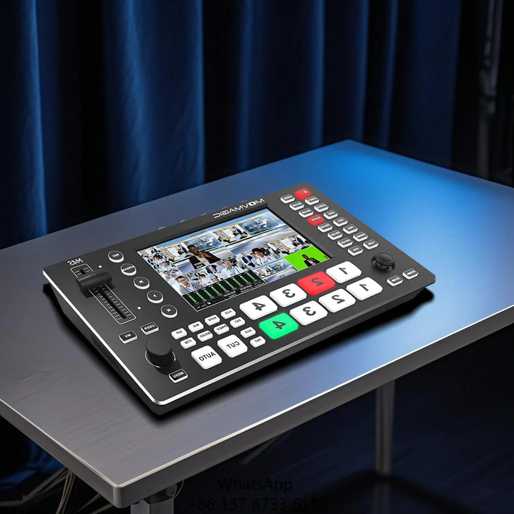 Movmagic 5-Channel Professional Video Switcher Portrait-Landscape Switching PTZ Control SD Card Recording 5.5-inch Display