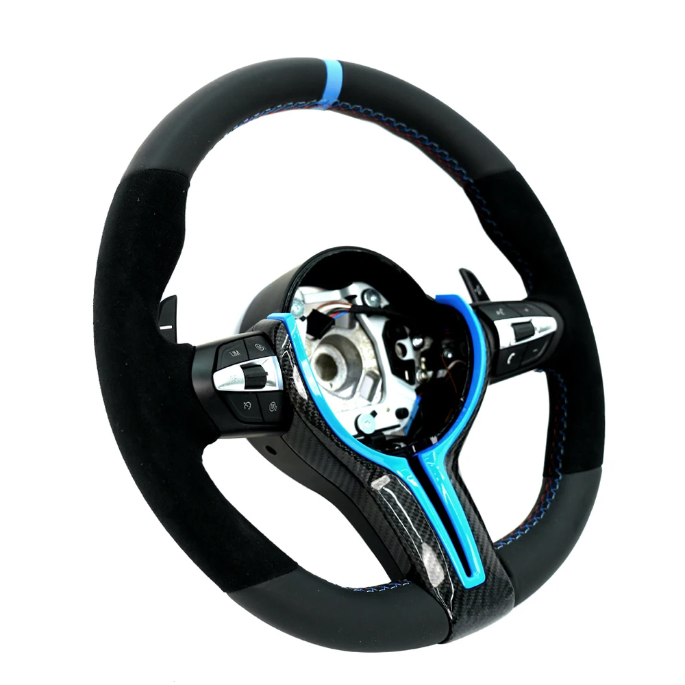 Hochleistungs-Lenkrad aus blauem Carbon für BMW 1/2/3/4 F20 F22 F30 F32 M2 M3 M4 KOMPLETTES SET