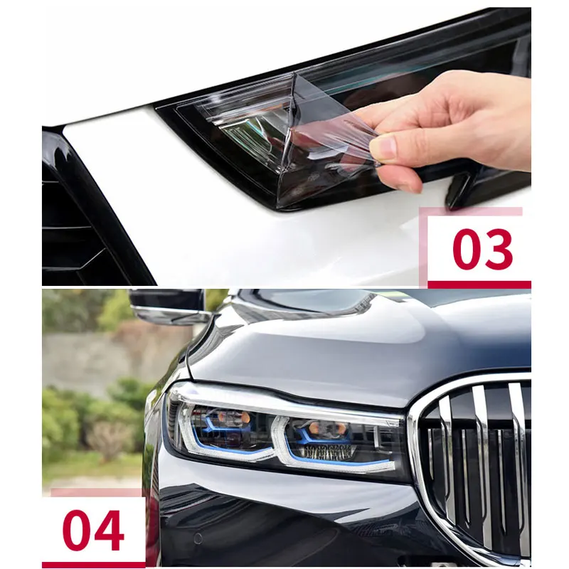 2Pcs Car Headlight Protective Film For Mercedes Benz C257 CLS 300 350 260 450 Black Sticker Transparent Decoration Accessories