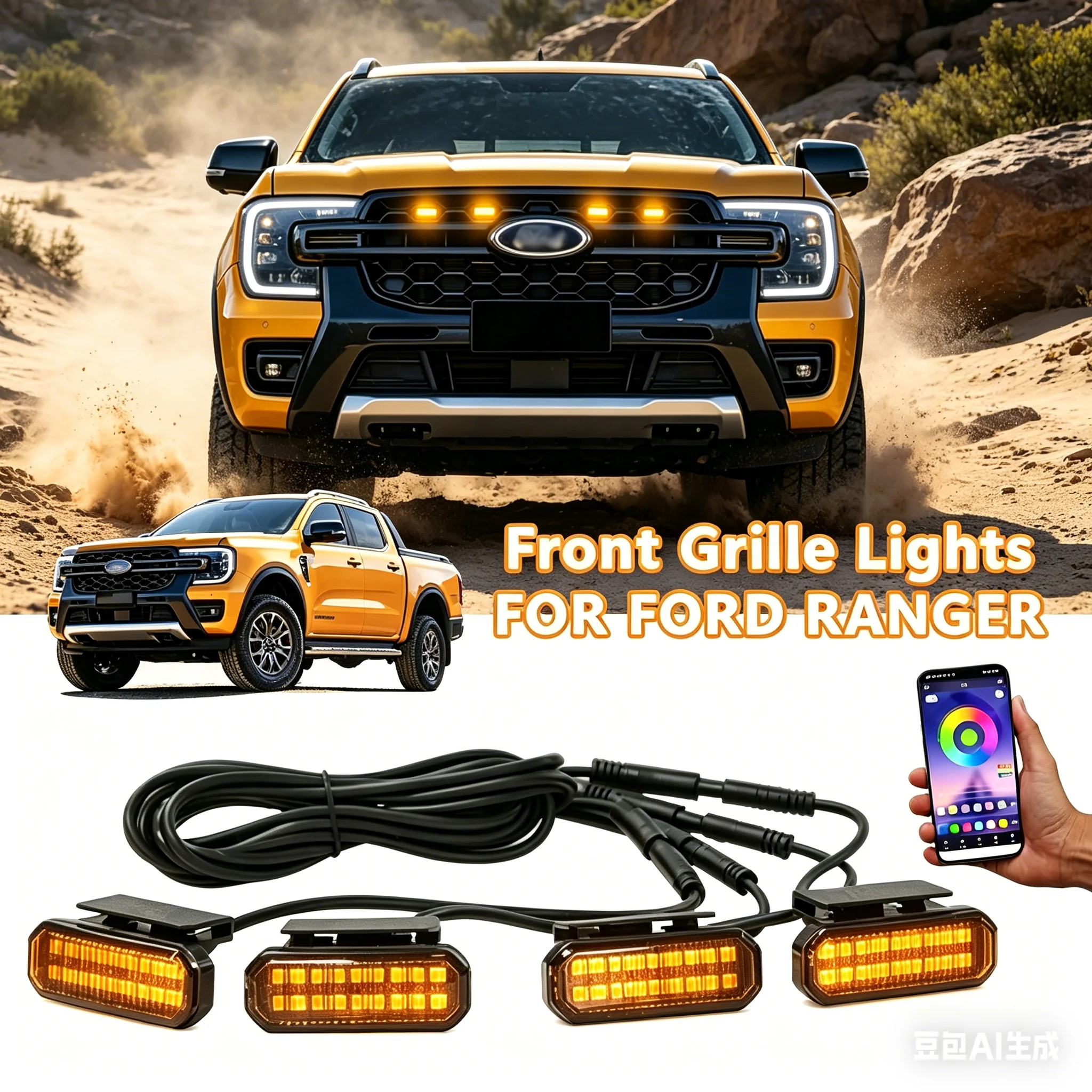 

Светодиодные фары для Ford Ranger, светодиодные фонари для передней решетки, сигнальные огни безопасности, жгут проводов, автомобильные аксессуары, светодиодные сигнальные лампы