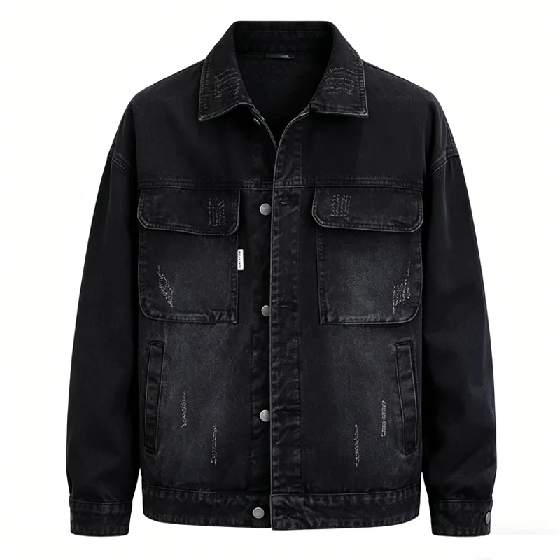 Spring Autumn Men's Denim Jackets Fashion Man Retro Streetwear Hip Hop Jeans Jackets Classic Men Loose Fit Cow Boy Jackets