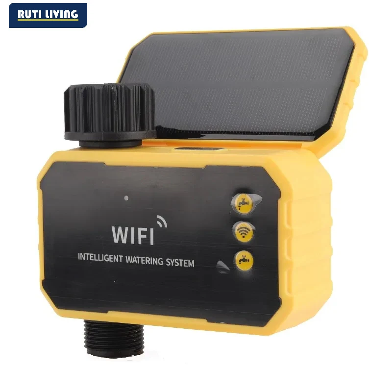 Solar WiFi Smart Water Timer 4 Zone Independent Control Automatic Irrigation System IPX6 Rain Sensor Garden Water Valve