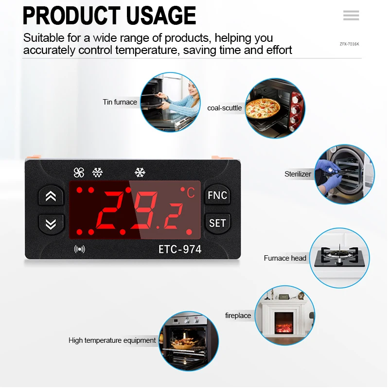 ETC-974 Digital Temperature Controller Refrigerator Thermostat Regulator Thermoregulator Thermocouple with Dual NTC Sensor