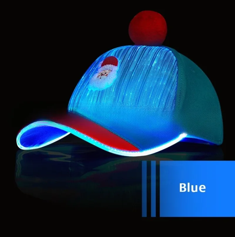 Cross-border New LED Luminous Hat Luminous Baseball Cap Christmas Holiday Party Fiber Optic Luminous