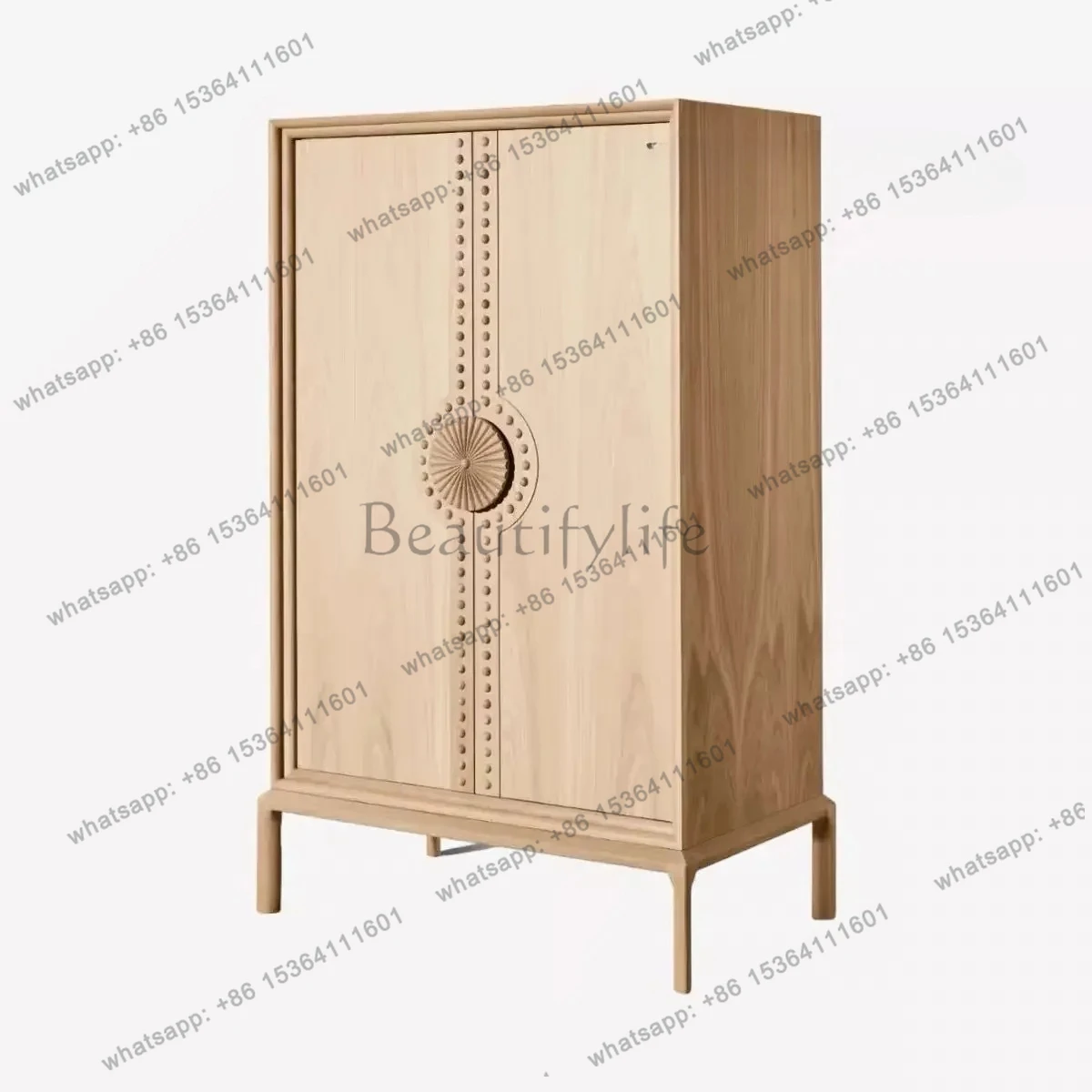 

French retro solid wood wine cabinet/American country living room wall decoration storage medieval storage wardrobe