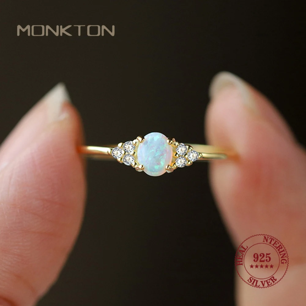 Monkton Real 925 Sterling Silver Rings For Women Shining Crown Opal Finger Ring Classic Luxury Wedding Statement Jewelry