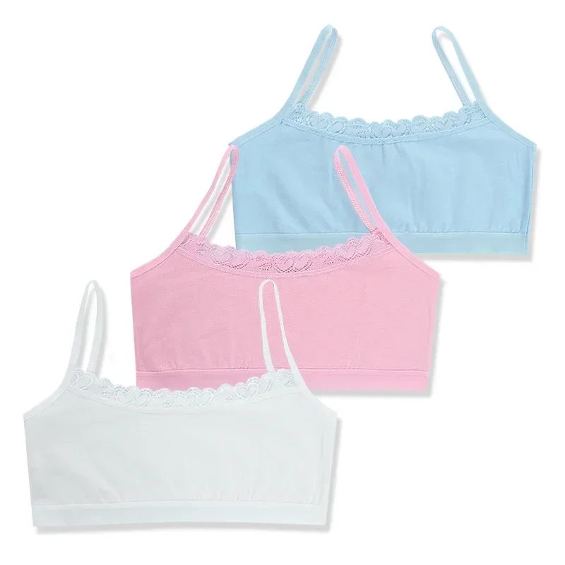 4pc/Lot Girls Cotton Lace Bras Kids Girls Sports Training Chid Underwear Crop Top 8-14 Years