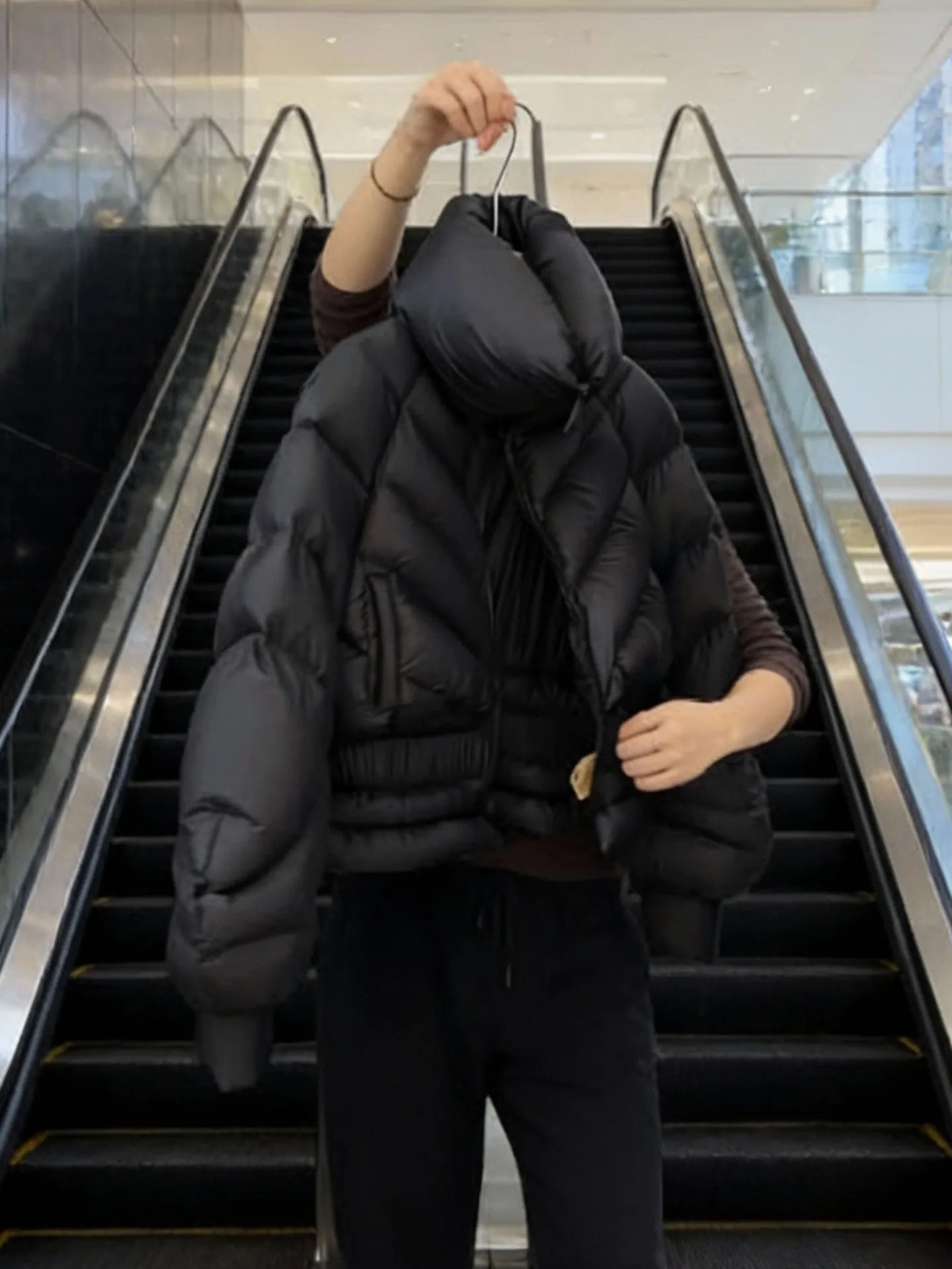 Sli ort Bla down Jaet Casaco de inverno feminino gola slim fit versão coreana tecido regular cintura alta zíper