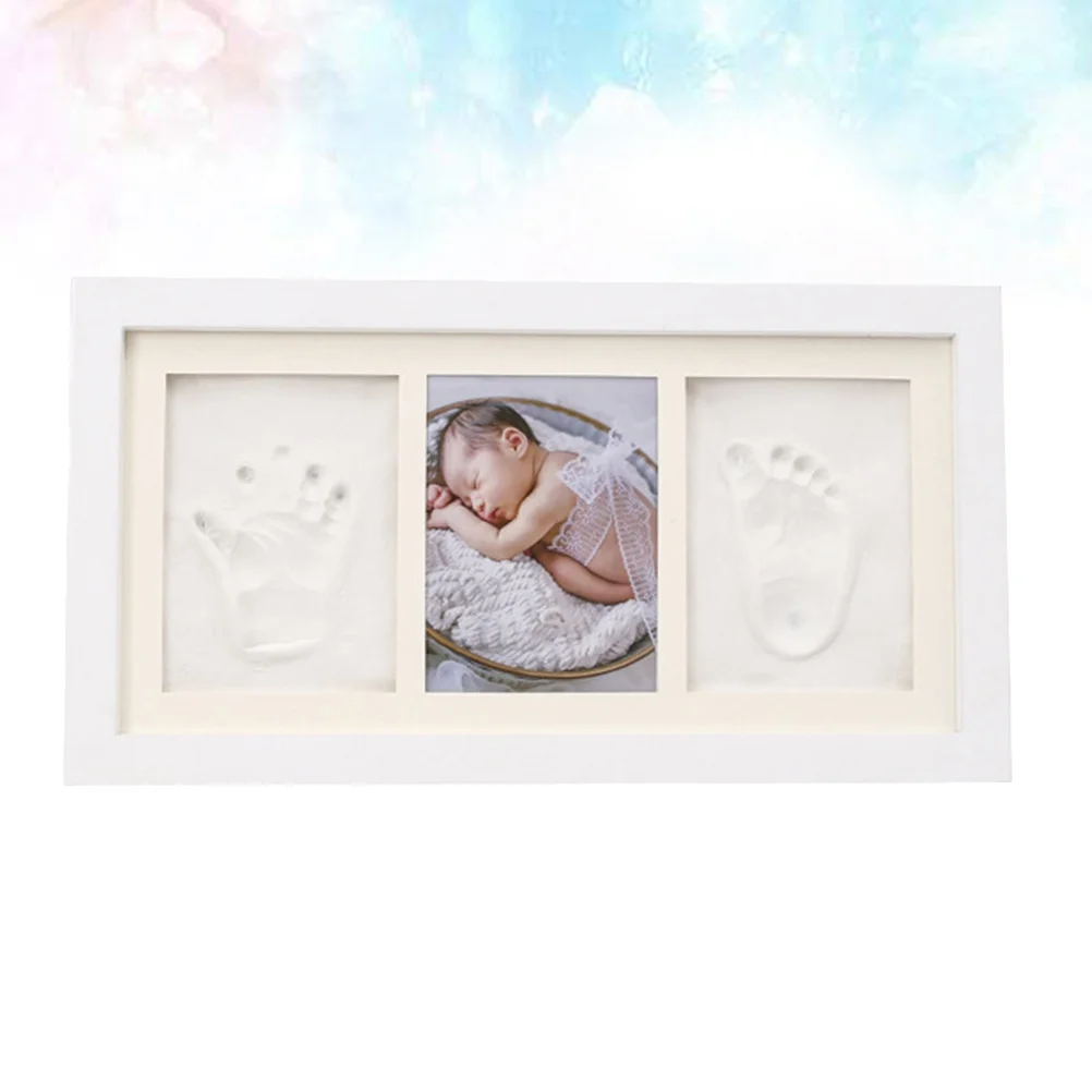 

Unique Chic Baby Hand and Foot Prints Photo Frame Wooden Picture Holder Special Design Beautiful Delicate Gift for Friends Home