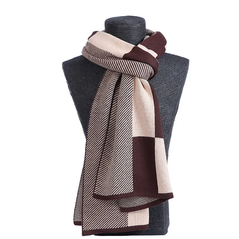 32 Colors Warm Winter Boyfriend Gift Muffler Fashion Scarves Men Faux Cashmere Thick Ring Male Long Plaid Business Scarf