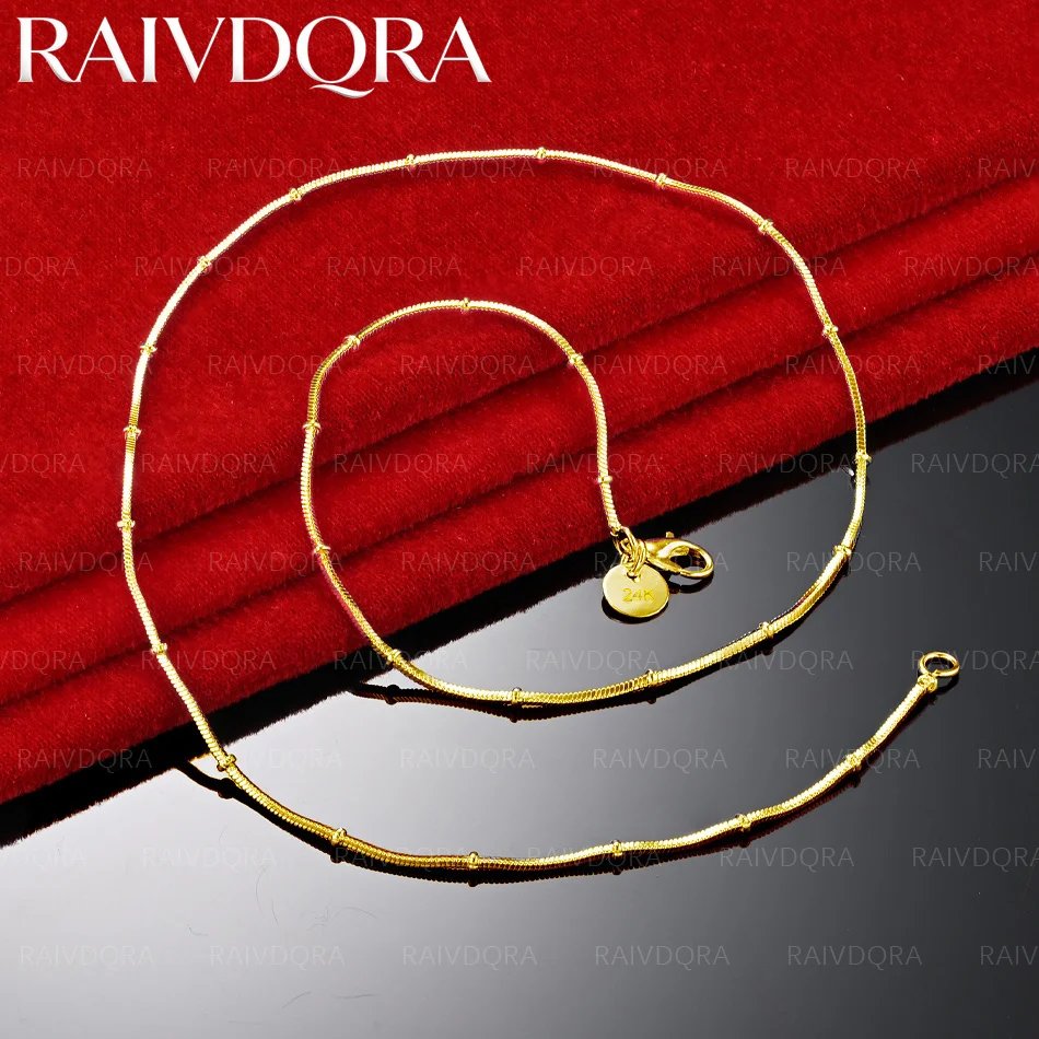 18K Gold Plated 50cm Chain Necklace For Women Men Anniversary Gift Popular Wild Fashion Romantic Jewelry