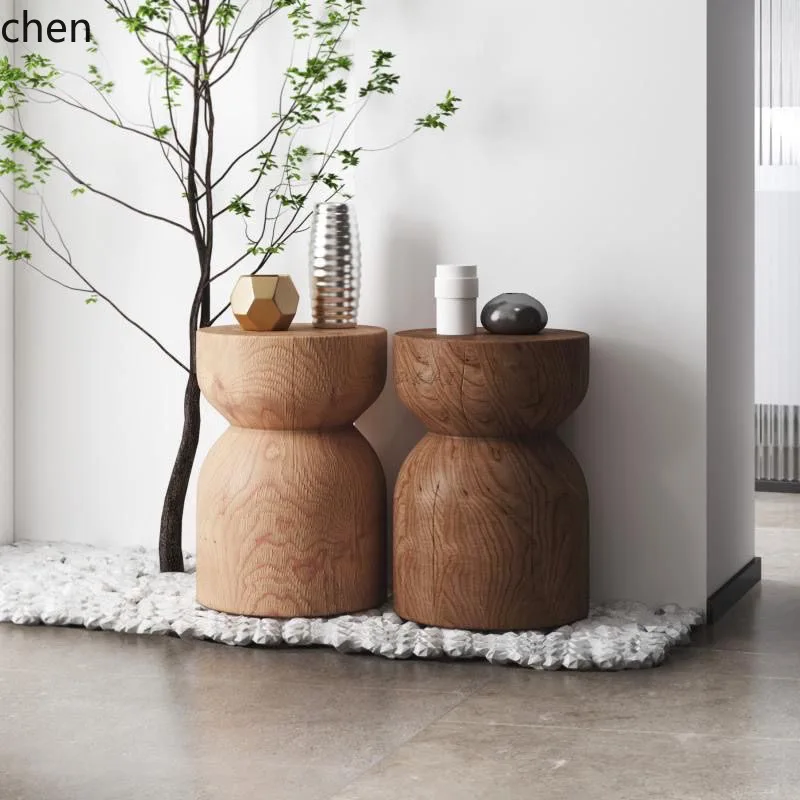CZ Natural Solid Wood Round Stump Ornament Tree Stump Low Stool Home Irregular Wooden Stump Chair