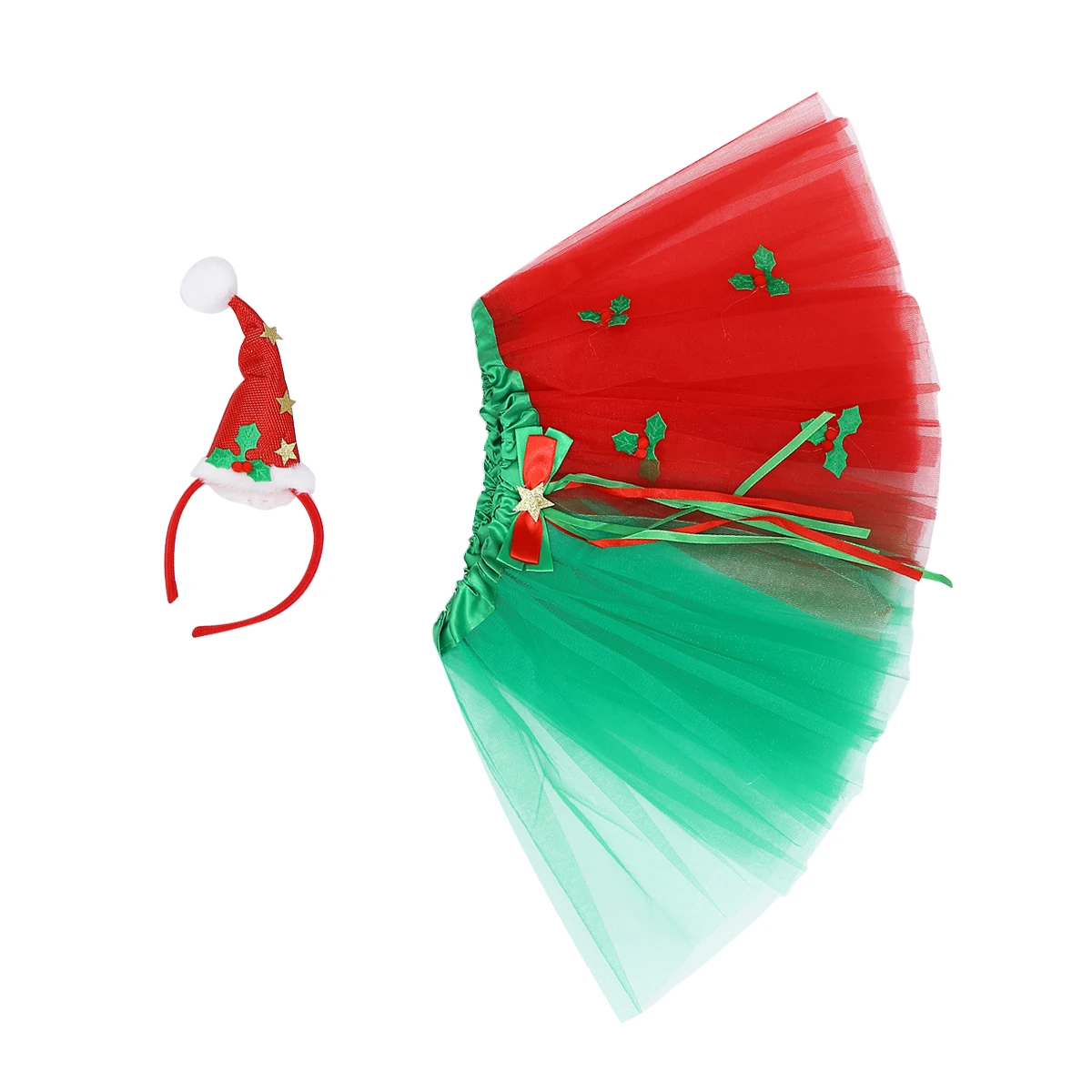 

Christmas Skirt Costume Set Tutu Skirt Headband Kids Party Costume Mesh Kids Headband Durable Material Themed Gift