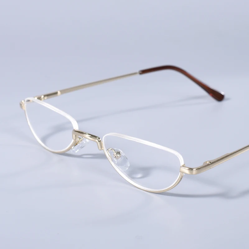 Gold Frame Cat Eye Prescription Glasses Frame With Spring Hinge Small Size Round Shape Reading Glasses Hyperopia Eyewear+125+175