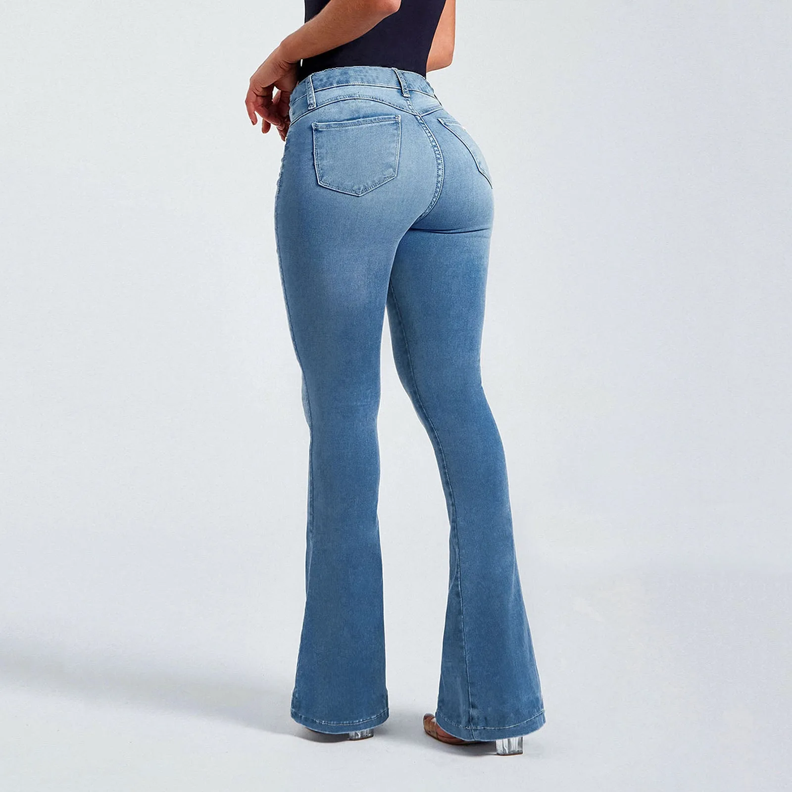 Calça feminina de cintura alta, calça jeans azul skinny, roupas vintage de Harajuku, calça feminina sexy, moda streetwear, moda Y2K