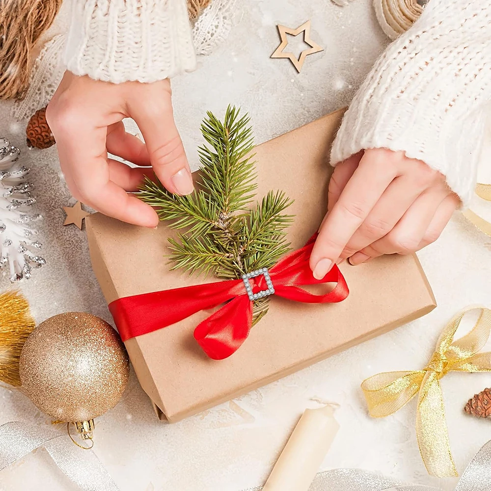 10 قطعة كريستال حجر الراين الشريط أبازيم المتزلجون مربع مشبك صغير الشريط المنزلق حزام الحرفية للملابس الديكور هدية التفاف #3