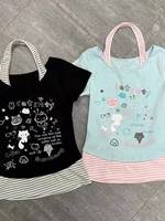 Japanese Style Sweet T Shirts Women's Clothing Fake Two Cute Tees Ropa Mujer Cartoon Patchwork Striped Summer Tshirt