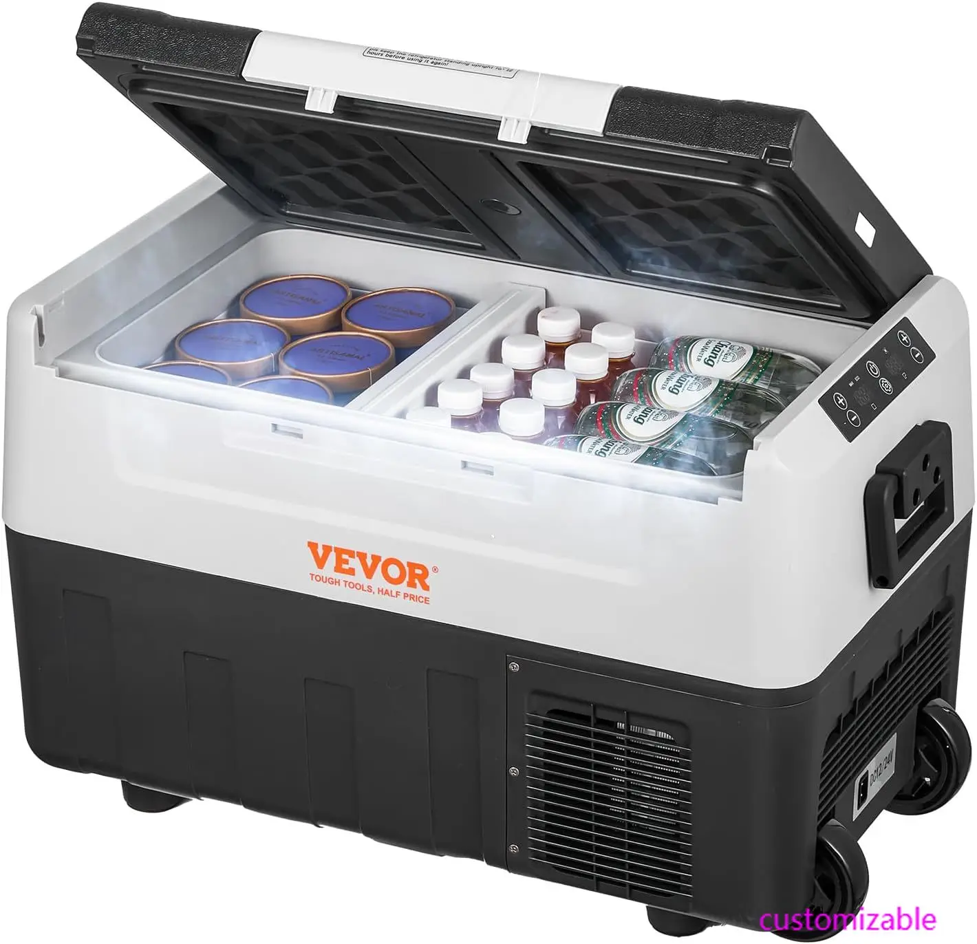 

Автомобильный холодильник, 12-вольтовый автомобильный холодильник, двухзонная портативная морозильная камера 37 QT/35 л, -4 ℉ -50 ℉ Регулируемый диапазон, 12/24 В постоянного тока