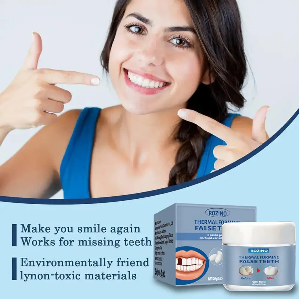 Temporary Tooth Filling Beads 20g Heat Moldable White Solid Granules For Tooth Shaping With A Lidded Storage Jar And Outer Box