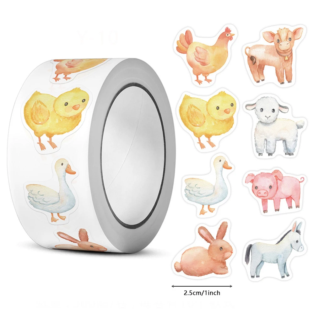 

500pcs Cartoon Farm Zoo Animals Stickers Decoration Reward DIY Sticker Scrapbook Skateboard Heterotypic Sealing Label Stationery