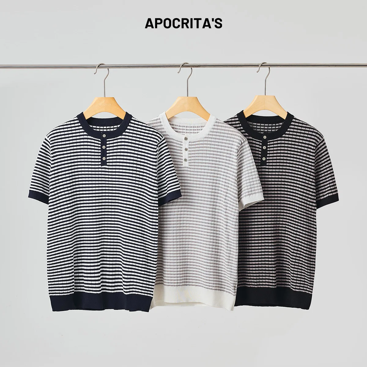 

Мужская трикотажная футболка с вырезами и полосками, летняя, модная, с цветовыми блоками, воротником Хенли, эластичная, стандартного кроя