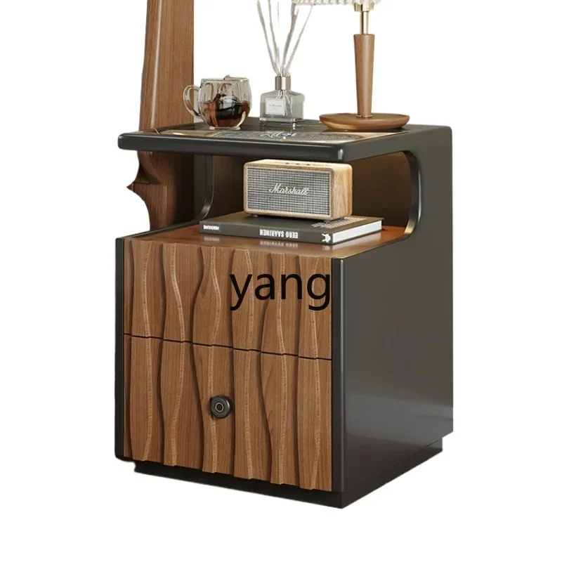 خزانة LMM بجانب السرير، خزانة متكاملة آمنة، خزانة بجانب السرير من الخشب الصلب، خزانة بجانب السرير متعددة الوظائف