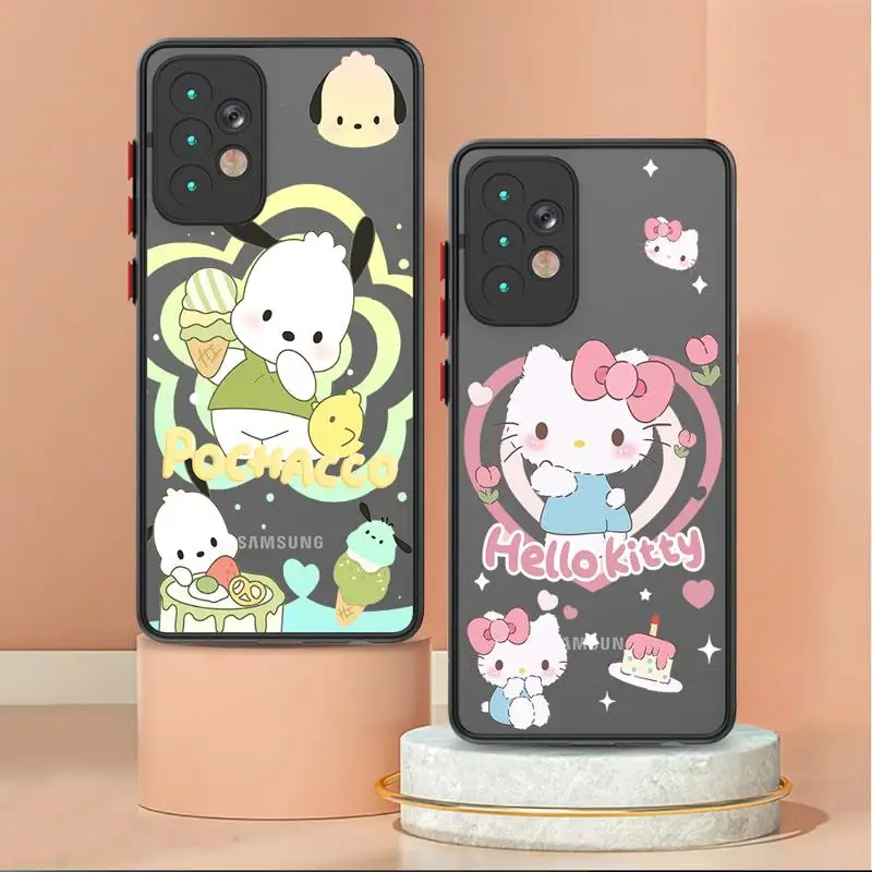 Cartoon Kuromi Holle Kitty Matte Case For Samsung Galaxy A54 A52 A14 A53 A34 A13 A12 A32 A21s A23 A51 A33 A71 A50 Phone Cover