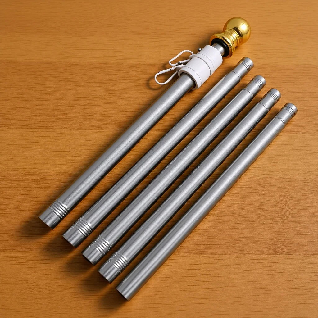 

Durable Stainless Steel Flagpole Outdoor Garden Flag Pole with Free Rotation Anti-Winding System Metal Pole for Yard Use