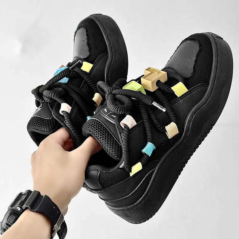 Youth Trendy Sports Shoes Men's 2024 Spring Autumn New Fashion Module Decoration Anti Slip Thick Sole Casual Shoes Skateboard