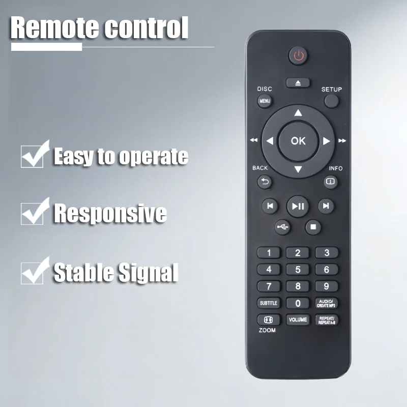 Applicable to Philips DVP6620 DVP5140 DVP5160 DVP5960 DVP3040 DVP3142 Disc DVD Player Remote Control Replacement New