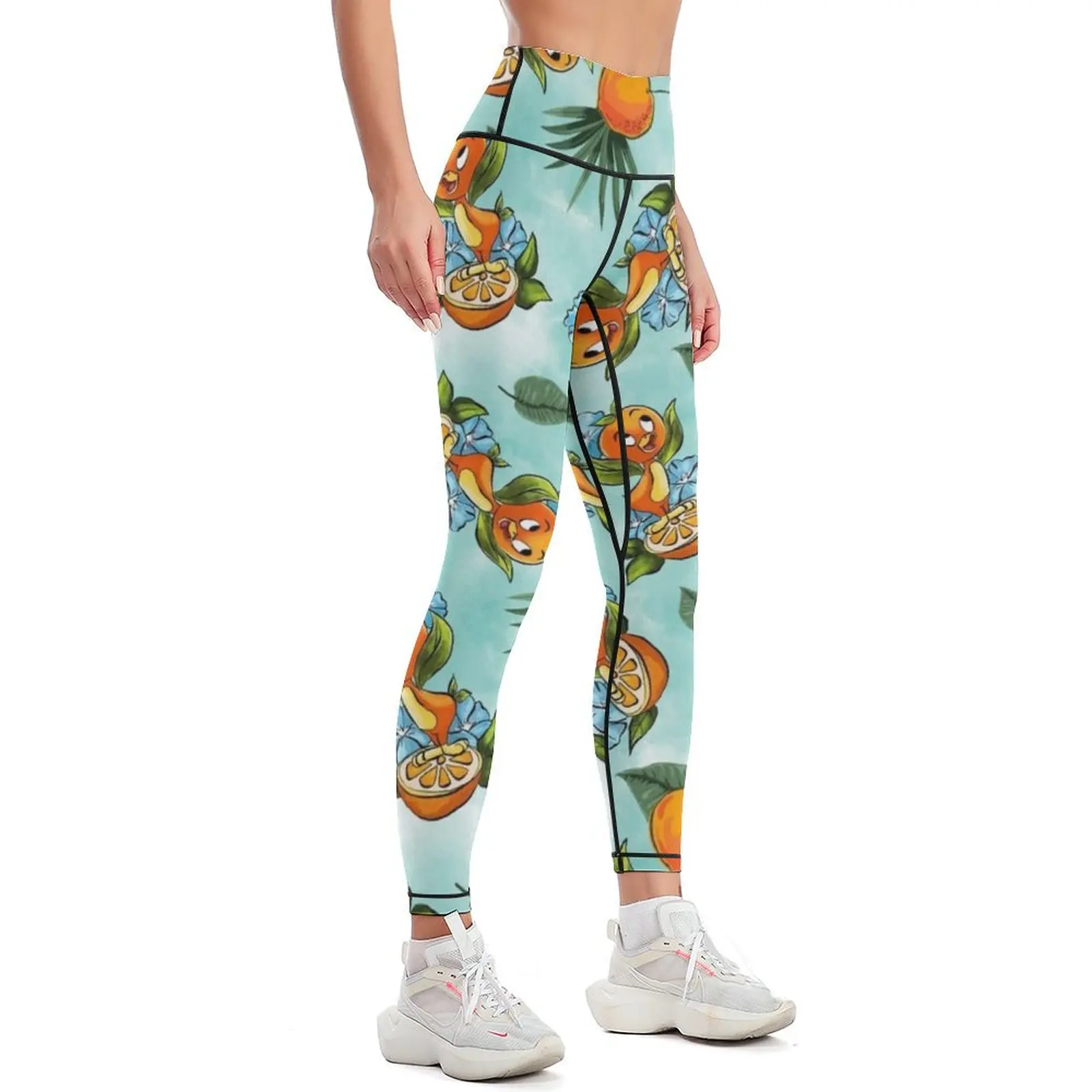 Little Orange Bird (Blue Background) Leggings sporty woman push up gym pants Womens Leggings