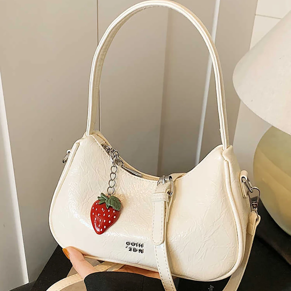 

Advanced Underarm Bag for Women 2025 New Fashion Strawberry Pendant Handheld Shoulder Bag Lady Versatile Commuter Handbag