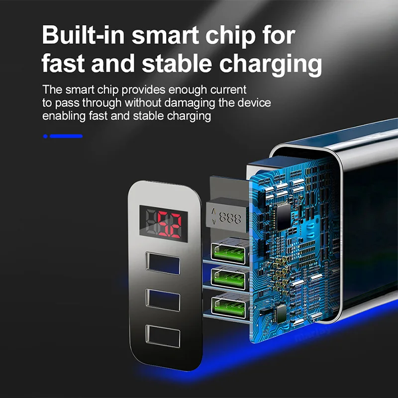 شاحن سريع مع شاشة رقمية للأندرويد ، محول طاقة عالمي سريع ، 2.4 أمبير USB صغير ، قابس حائط ، QC3.1 ، 25 واط #4