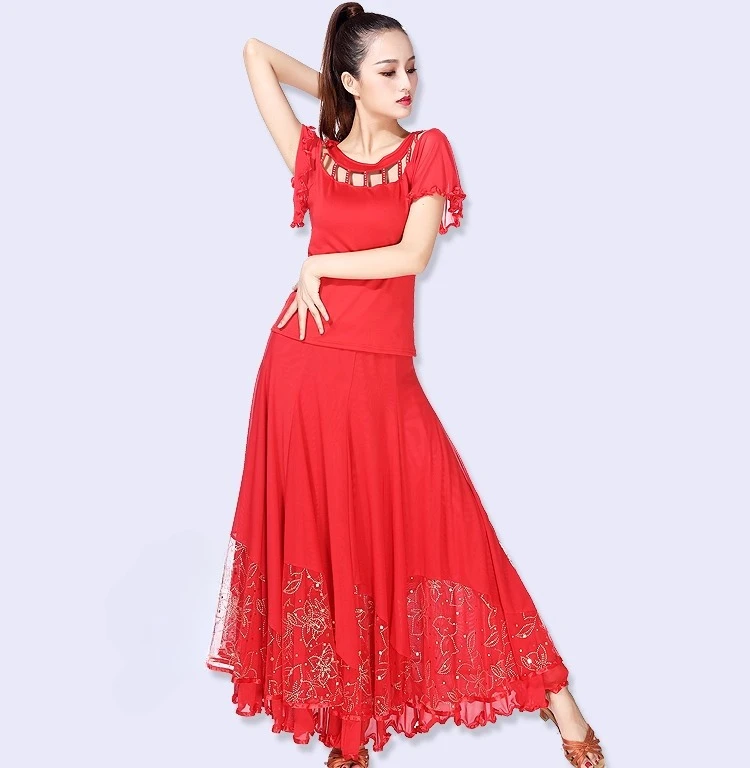 Conjunto de falda grande personalizada para danza moderna de jazz para mujer, traje de competición profesional para actuación de baile de salón, vals, tango