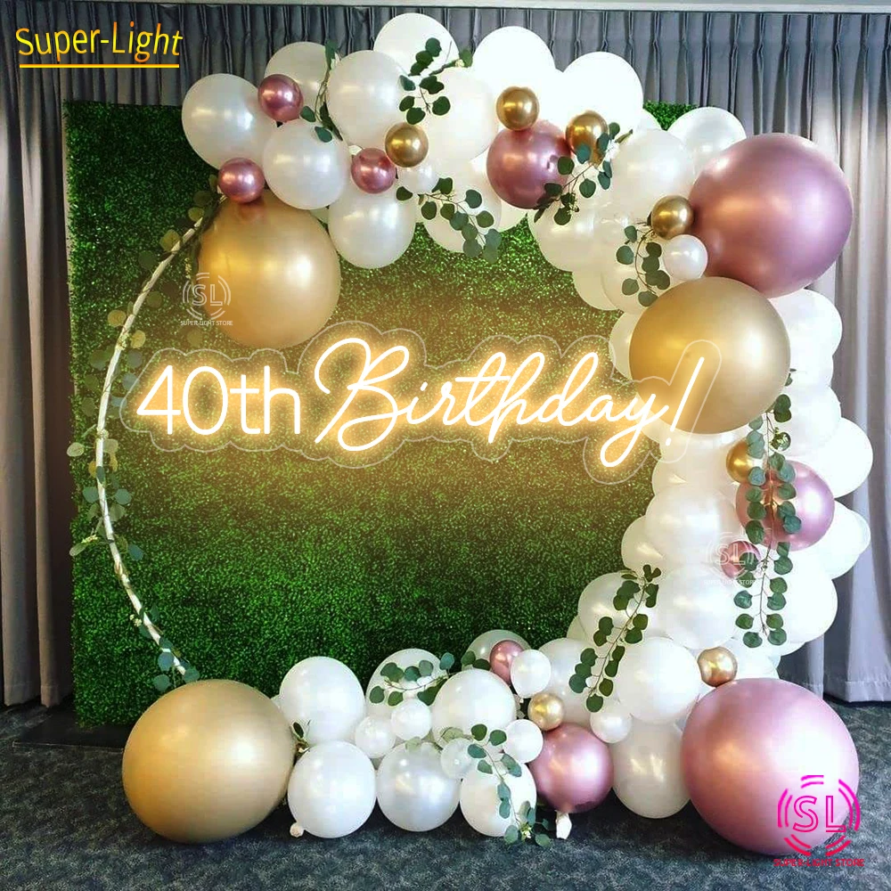 

Big 40th Birthday Led Light Sign 75x20cm Custom Neon Sign Happy Birthday Party Neon Sign Wall Decor Personalized Gift