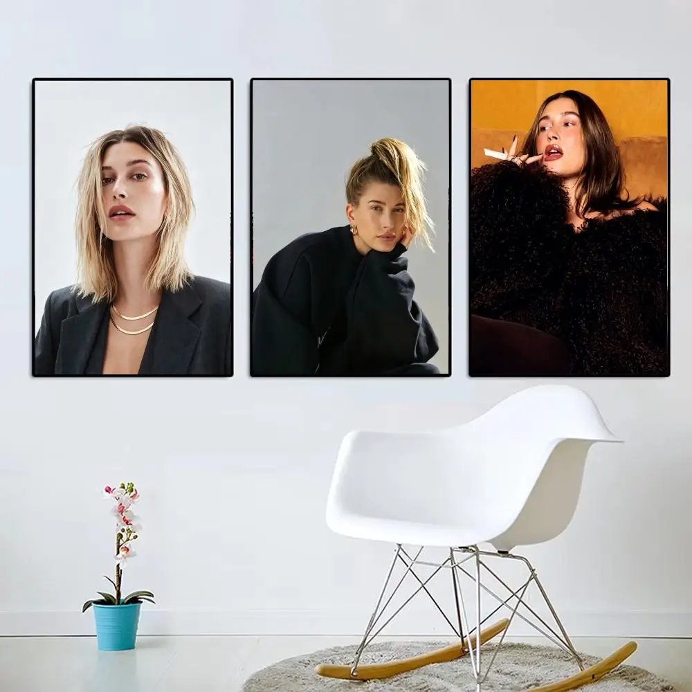 Super Model H-Hailey Bieber Poster Modern Aesthetic Wall Art Poster Minimalist Room Decoration Items