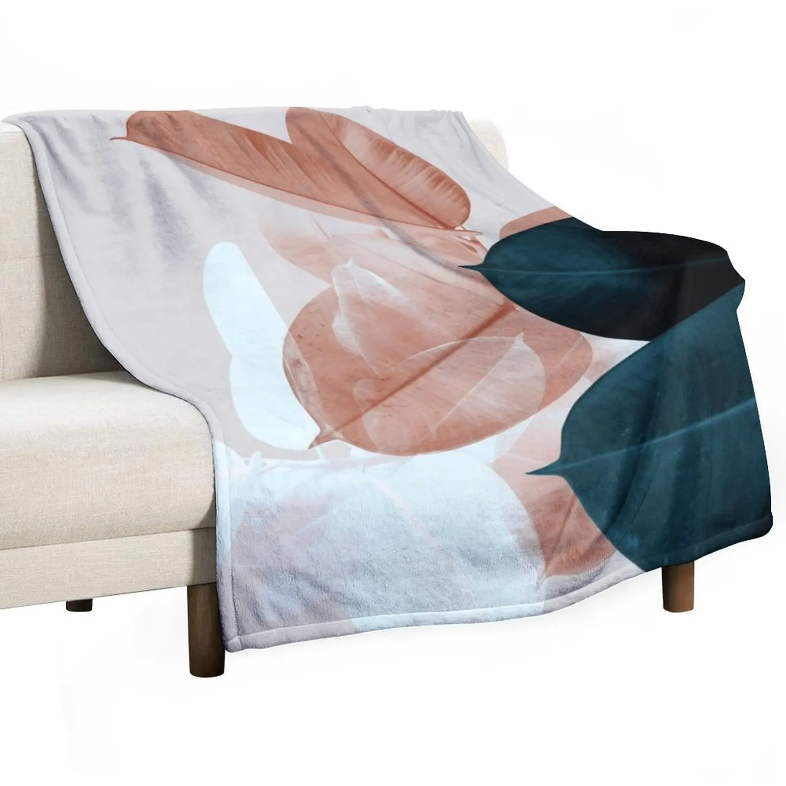 

Blush Pink Plant Leaves, Botanical Leaf Throw Blanket Retros Loose blankets and throws for winter Blankets