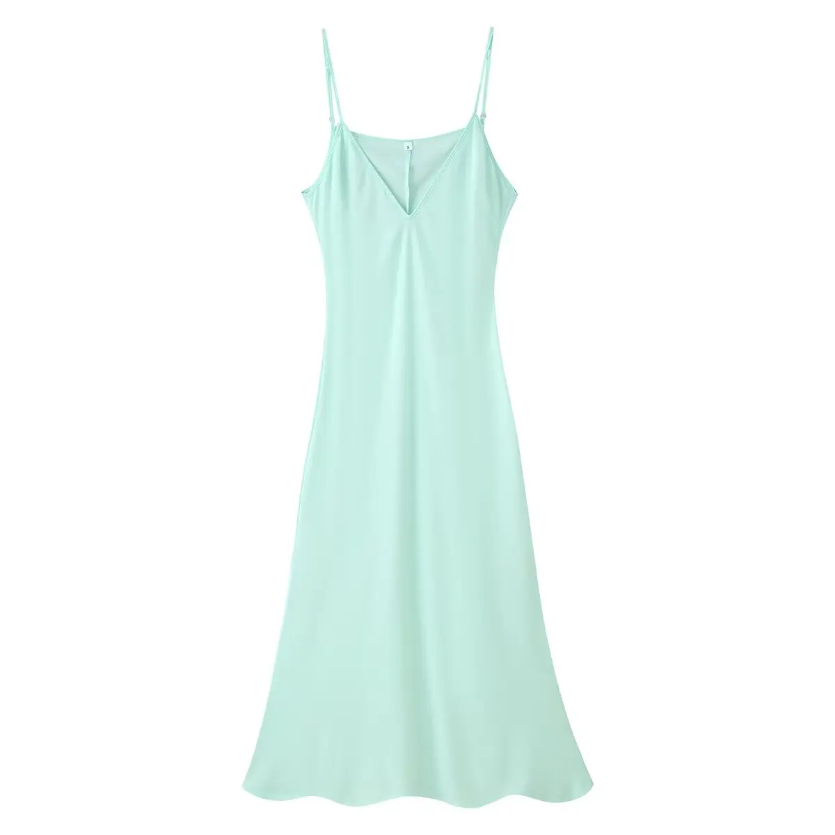 Zartes Grünes Spitzenkleid mit V-Ausschnitt, Maxi-Länge, Schicke Weite Ärmel, Plissiert, Schlanke Passform, Mehrschichtiges Abendkleid, Hochzeitsgast-Robe 2026 – Detail 7