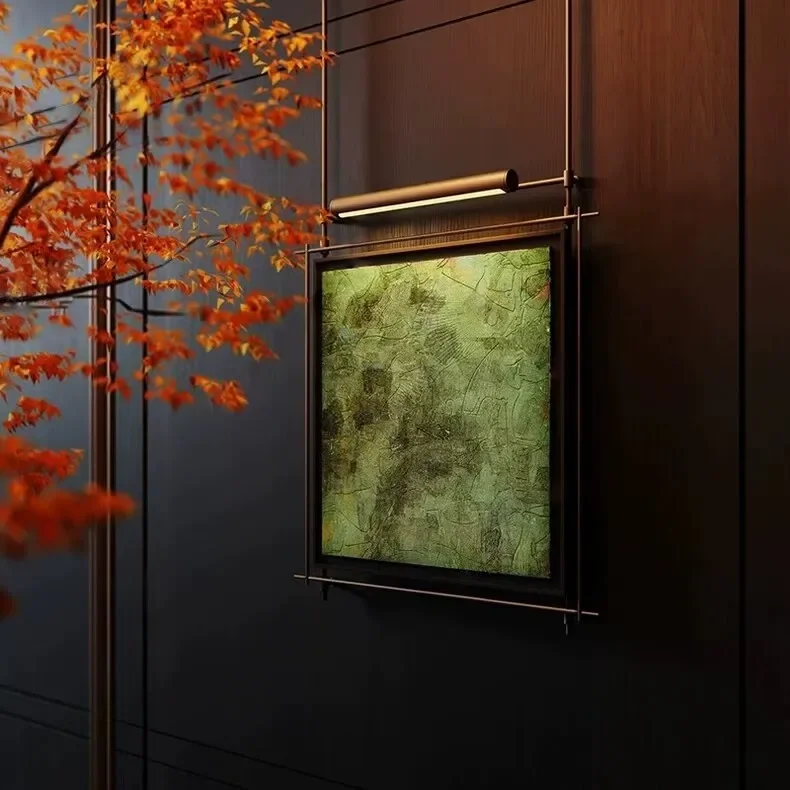 Living room entrance hanging paintings, abstract high-end murals on the wall, bedroom installation paintings with lights
