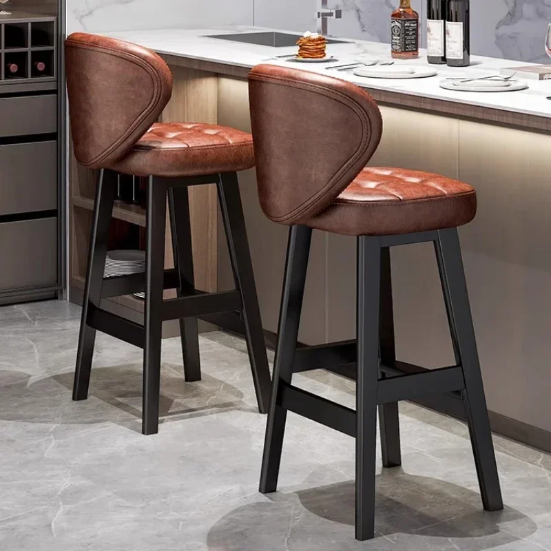 

Kitchen Island Leather Bar Chair Luxury Waterproof Ergonomica Modern Bar Stool Square Barber Sgabello Cucina Alto Home Furniture