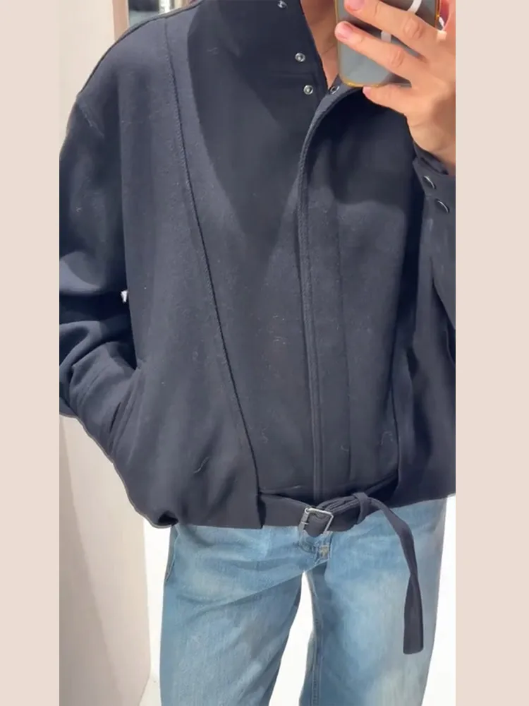 

Куртки, топ, женские пояса, оверсайз, воротник-стойка, длинный рукав, карманы на пуговицах, пальто, женские зимние женские повседневные уличные костюмы 2025