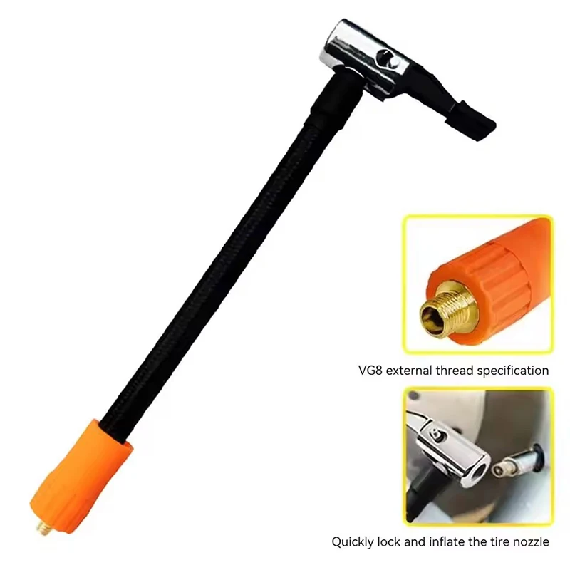 

M6 Air Chuck with Standard Tire Valve Comprehensive Features 30CM Car Tire Inflate Hose, Fine Thread Inflation Adapter
