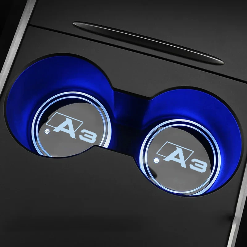 

Car Cup Holder LED Light Car Cup Pad Colorful Light Coaster Car Accessories For Audi A3 8P 2015 2016 2017 2018 2022 2023 2024