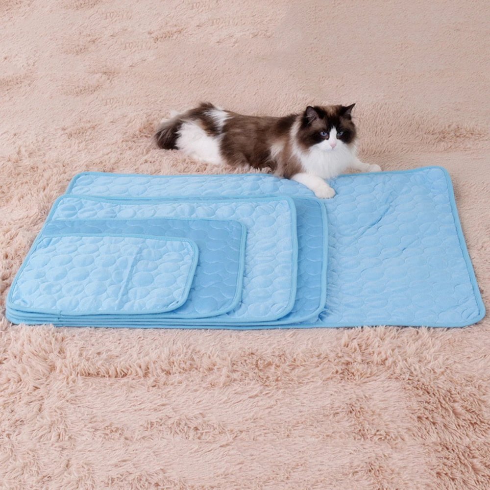 Pet Cooling Mat Dog Cat Sleeping Pad Cool Ice Silk Moisture-proof Mattress Cushion Summer Small Animal Cold Bed 5 sizes