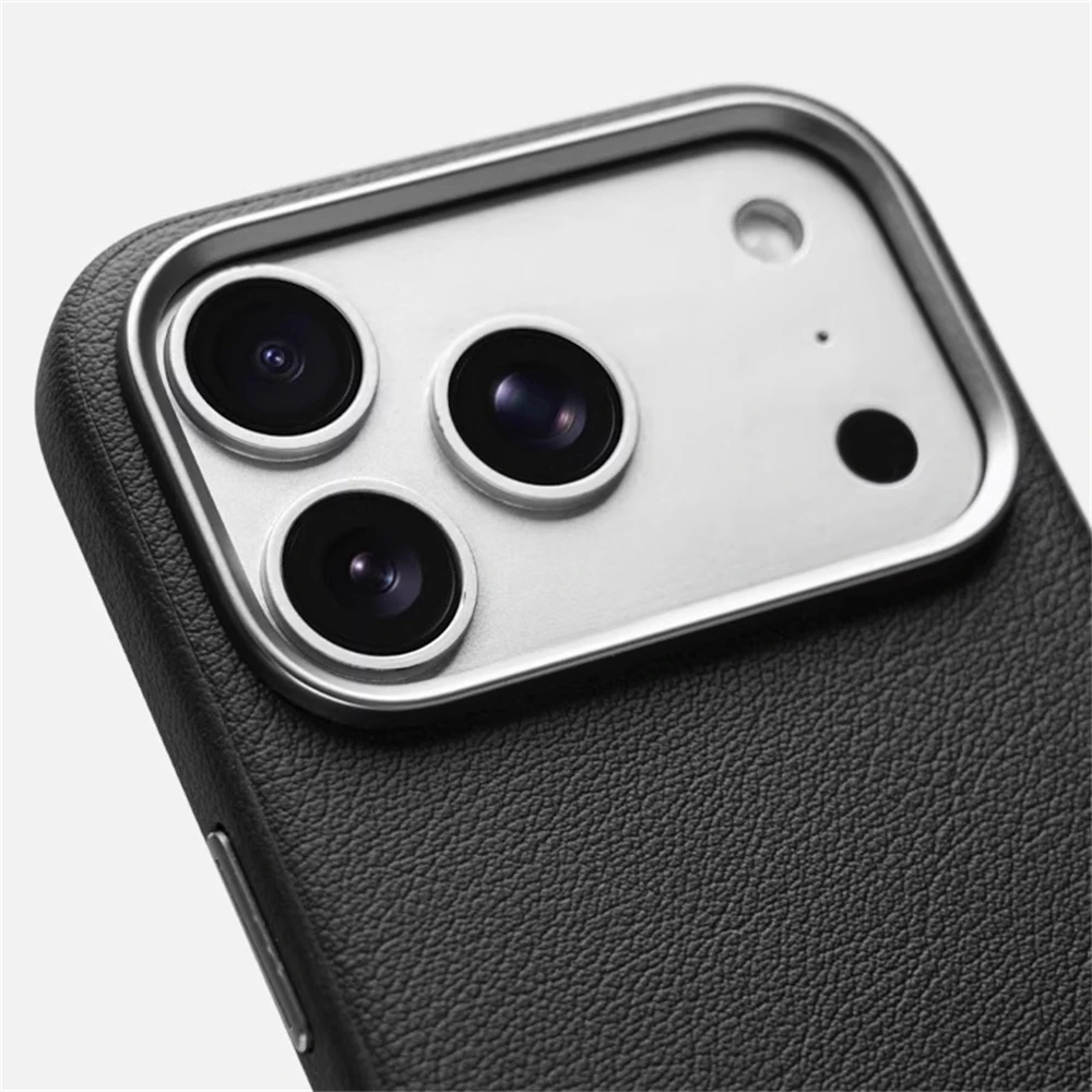 Luksusowe, biznesowe, odporne na wstrząsy etui z PU skóry z przyciskiem do aparatu do iPhone 18 17 Pro Max Air, kompatybilne z bezprzewodowym ładowaniem magnetycznym Magsafe. — zdjęcie produktu 2